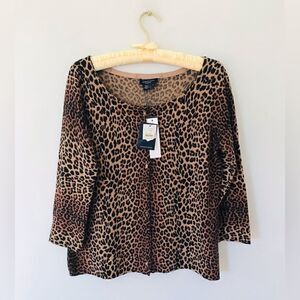 Magashoni | nwt | Cheetah print cashmere cardigan sweater